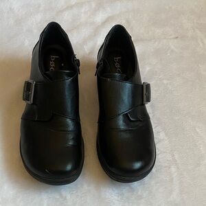 B. O. C Black Leather Buckle Shoes